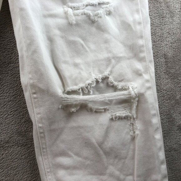 NWT Wild Fable Womens Dad Jeans Size 4 High Rise White Distressed Denim Straight - Picture 12 of 16